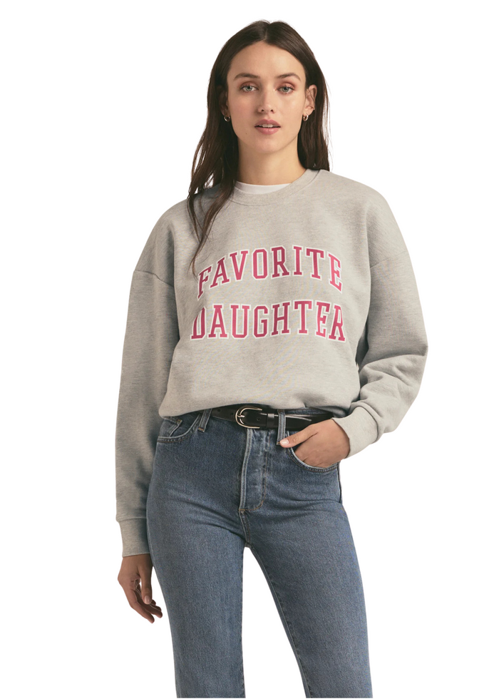 Cropped Collegiate Sweatshirt - Heather Grey/Burgundy