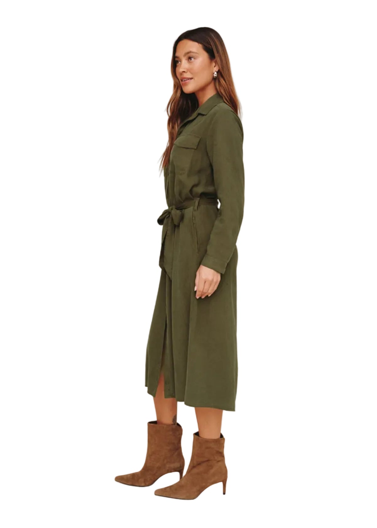 Patch Pocket Maxi Shirt Dress