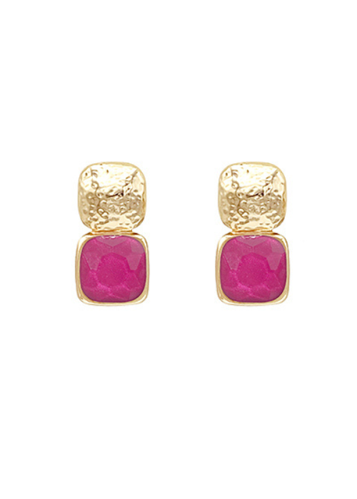 Bold Square Stone Textured Earrings