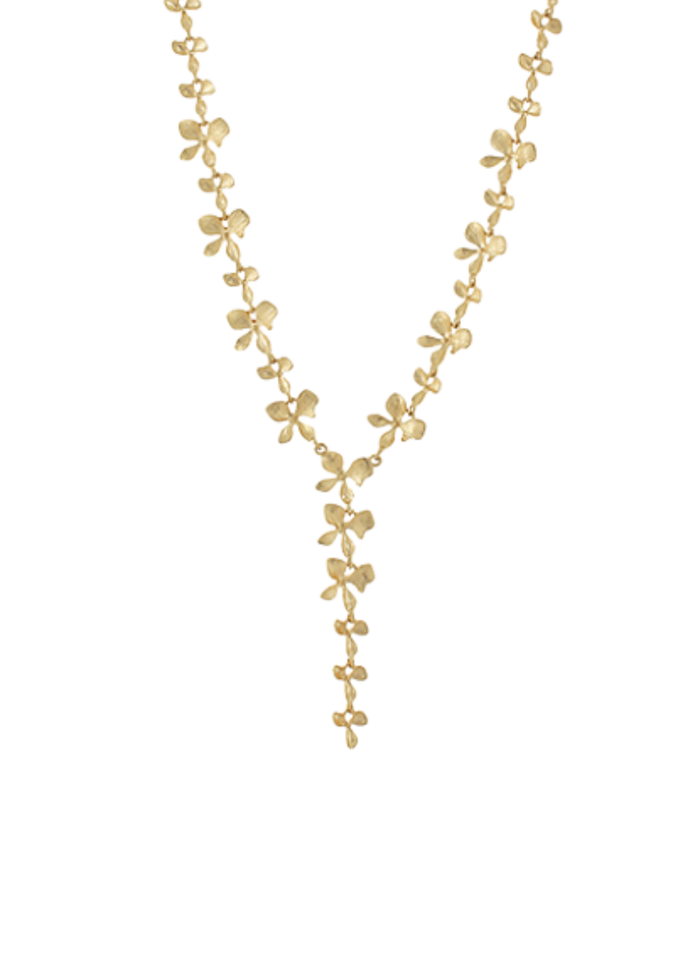 Multi Flower Linked Y Necklace