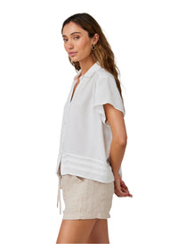 Cap Sleeve Pintuck Button Down