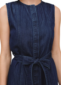 Sleeveless Seamed Shirt Dress
