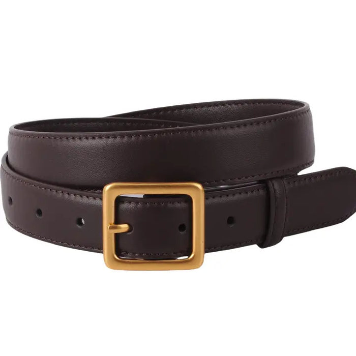 Basic Essential Leather Belt with Square Buckle