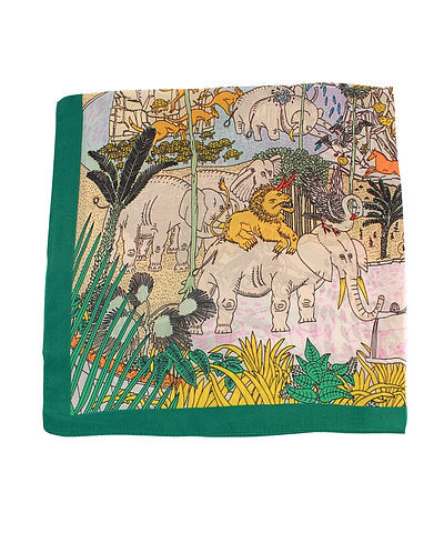 Multi Print Bandana Scarf - Dark Green/Safari