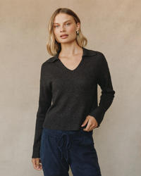 Pullover Sweater w/ Collar, Heather Moon