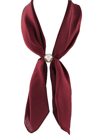 Accented Pearl Long Scarf Necklace - Wine