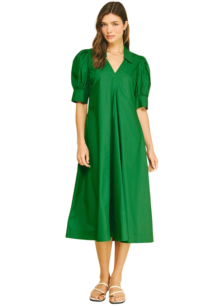 Puff Sleeve Midi Dress