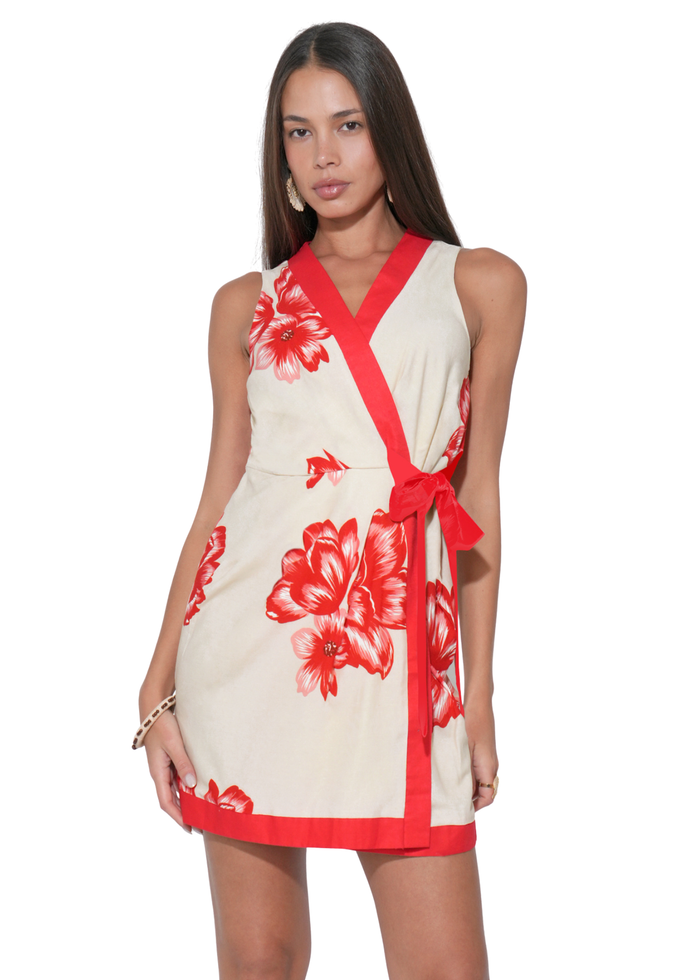 Amara Wrap Tie Mini Dress