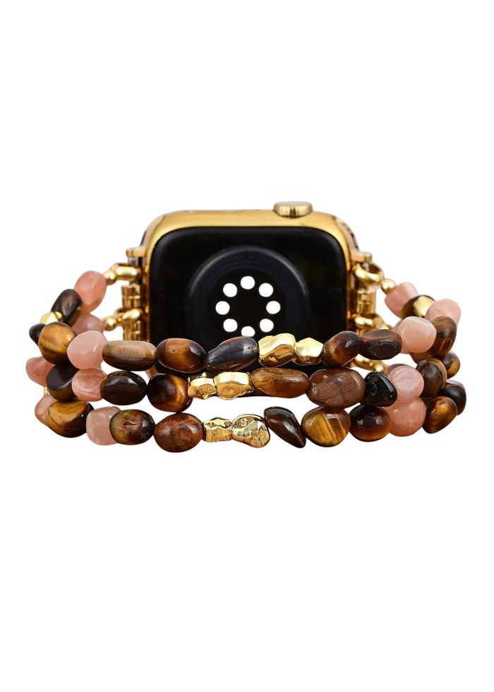 Golden Rosewood Stone Stretch Apple Watch Strap