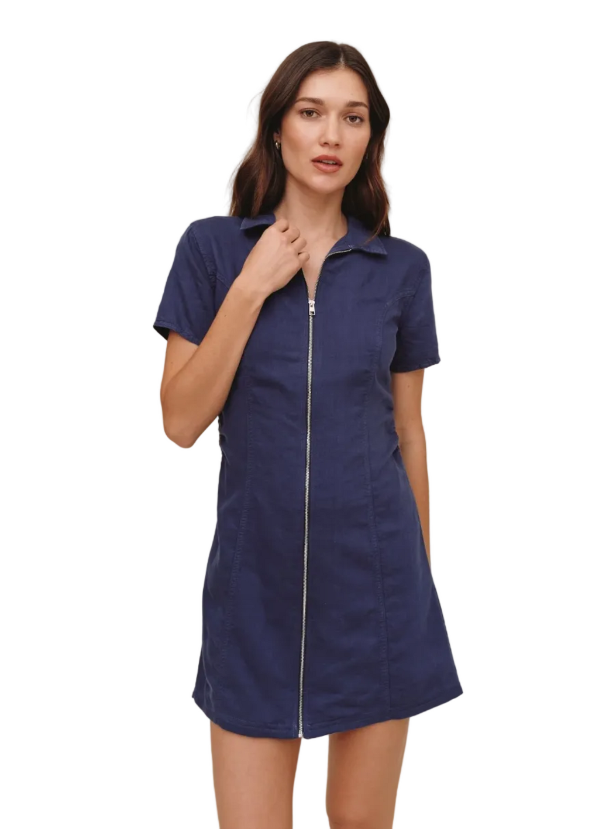 Short Sleeve Zip Front Dress