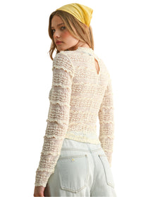 Lace Textured Long Sleeve Blouse