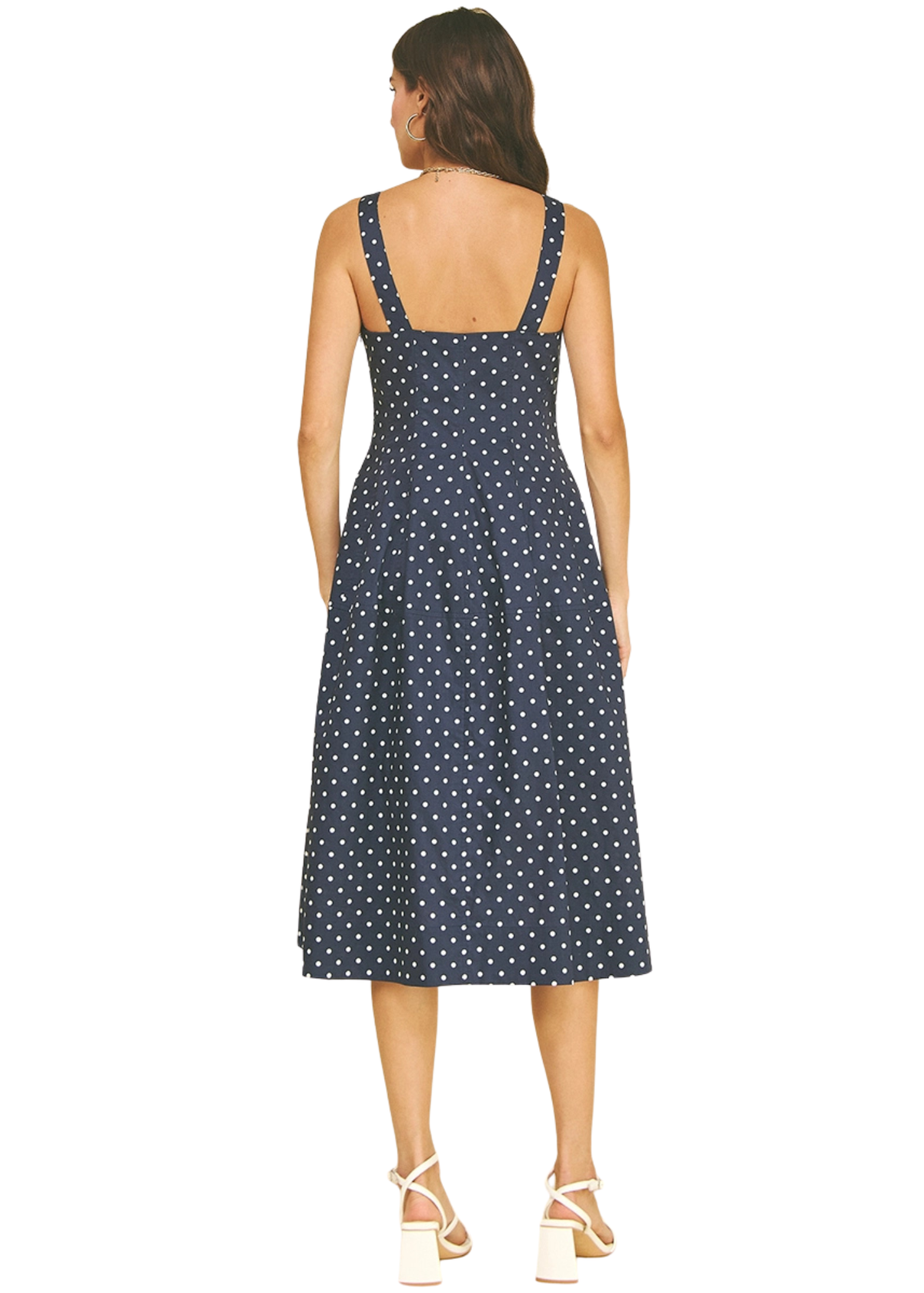 Polka Dot Flared A-Line Midi Dress