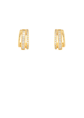 Pave Baguette Half Hoop Studs