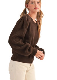 Ribbed Puff Sleeve Sweater