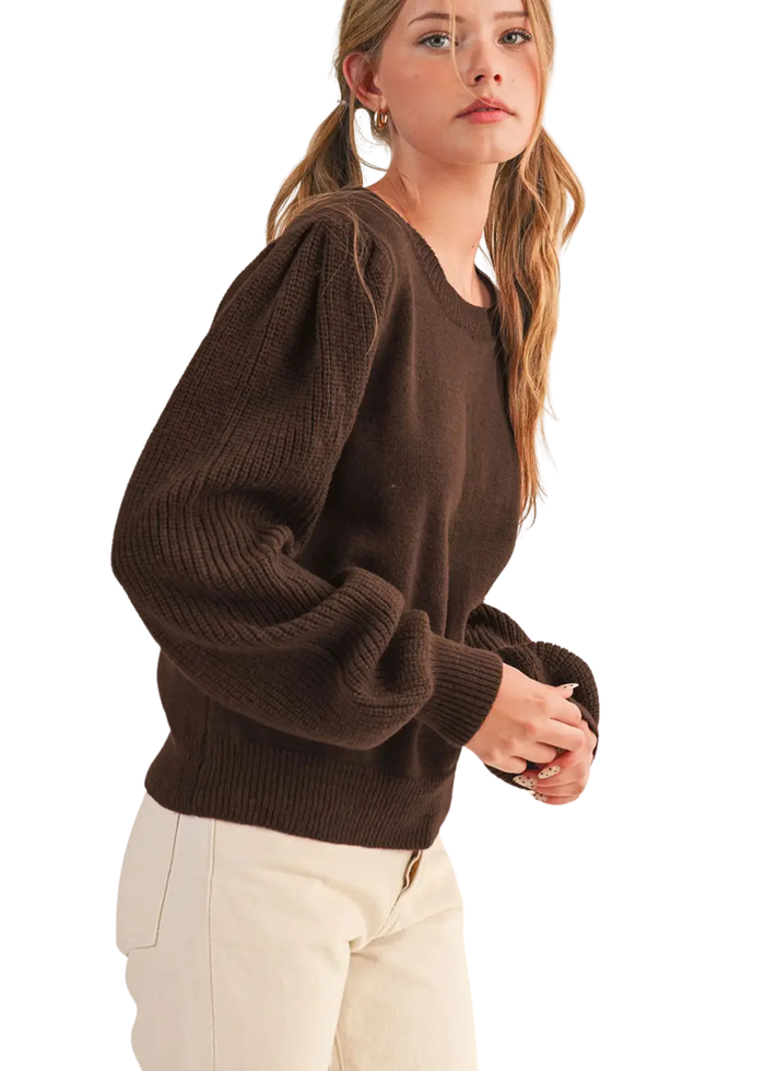 Ribbed Puff Sleeve Sweater