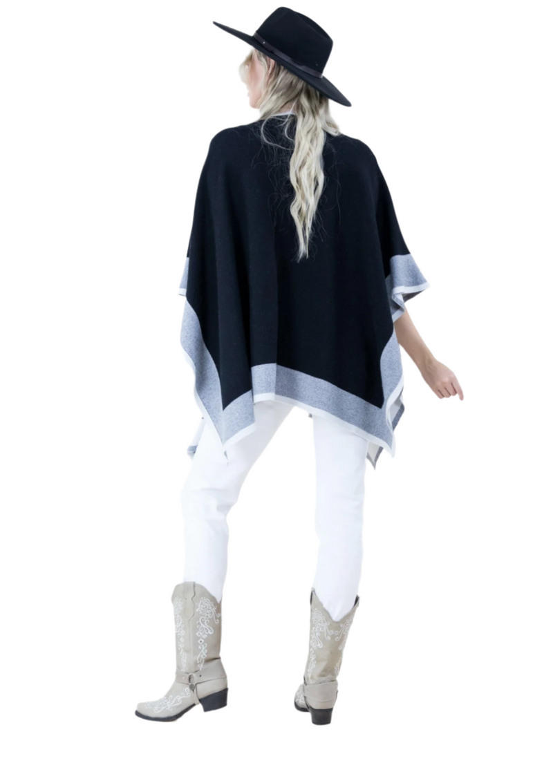 Two Tone Border Tight Knit Kimono