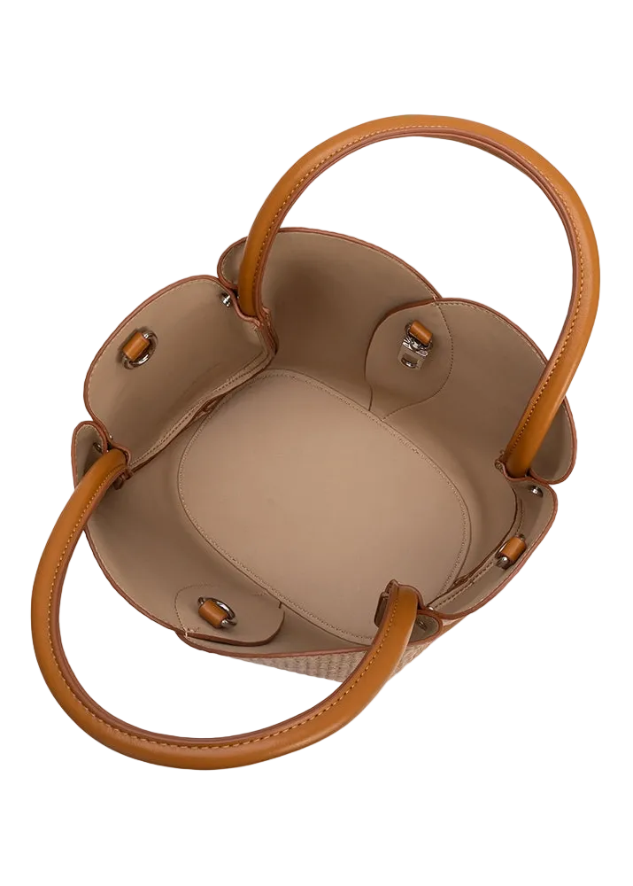 Tulip Raffia Top Handle Bag (with Pouch)