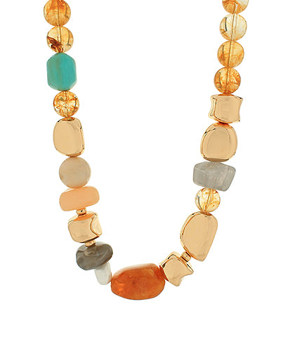 Multi Geometric Stone Beaded Necklace