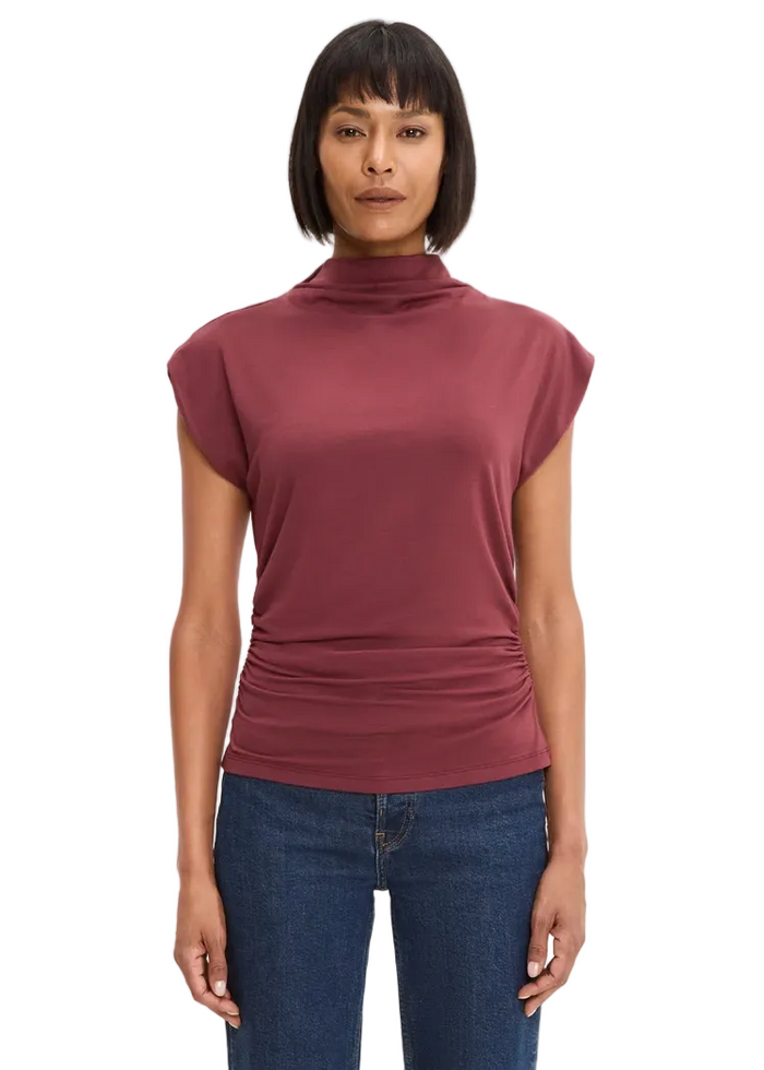 Mina Mock Neck Power Shoulder Top