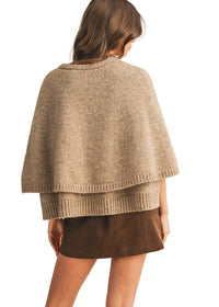 Button Closure Sweater Cape Cardigan