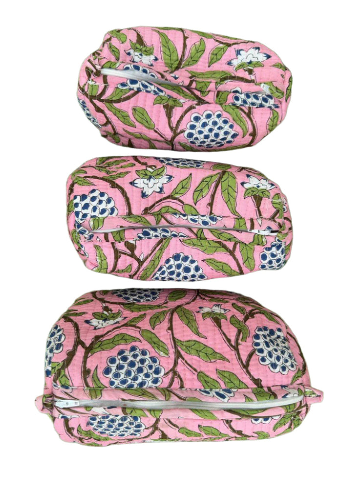 Quilted Cosmetic Bag- Set of 3