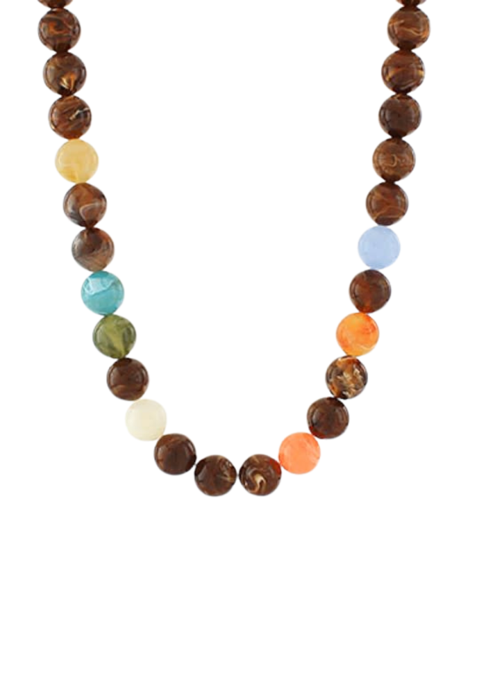 Color Block Acrylic Ball Bead Necklace