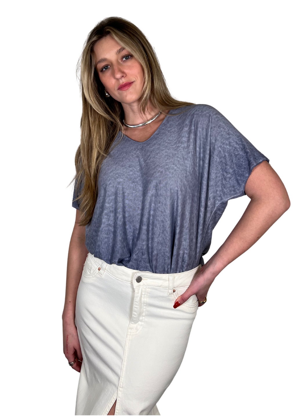 Nicole Loose Fit V Neck Tee
