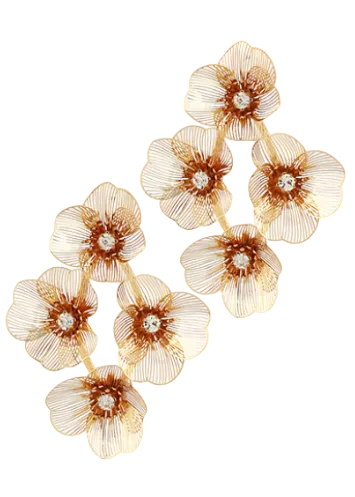 Coated Filigree Flower Long Earrings