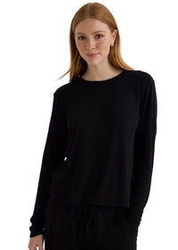 Long Sleeve Crew Neck Tee - Black
