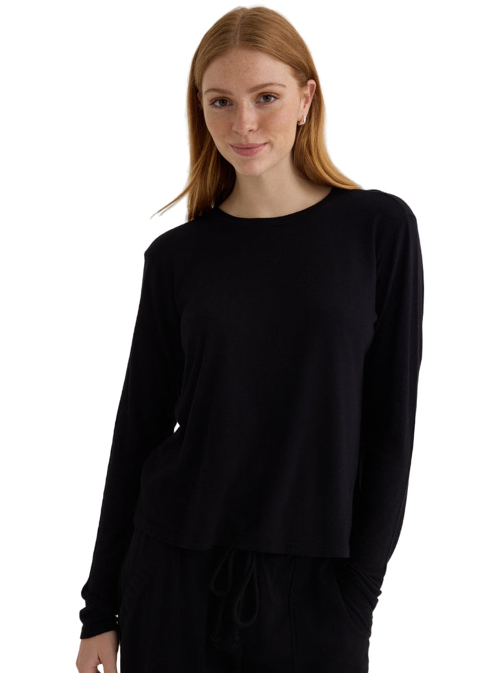 Long Sleeve Crew Neck Tee - Black