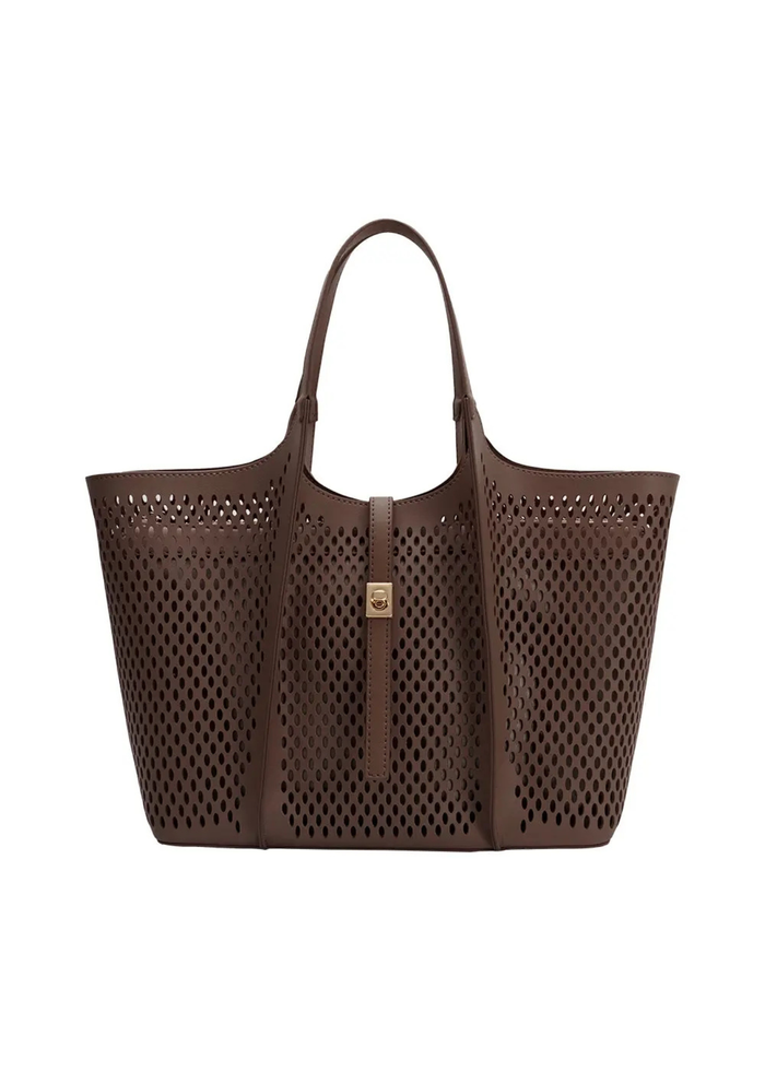 Malia Laser Cut Vegan Leather Tote Bag