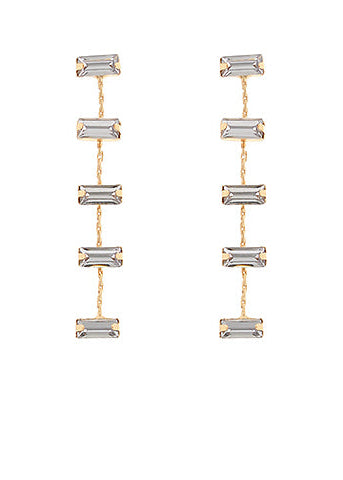 Linked Baguette Stone Linear Earrings