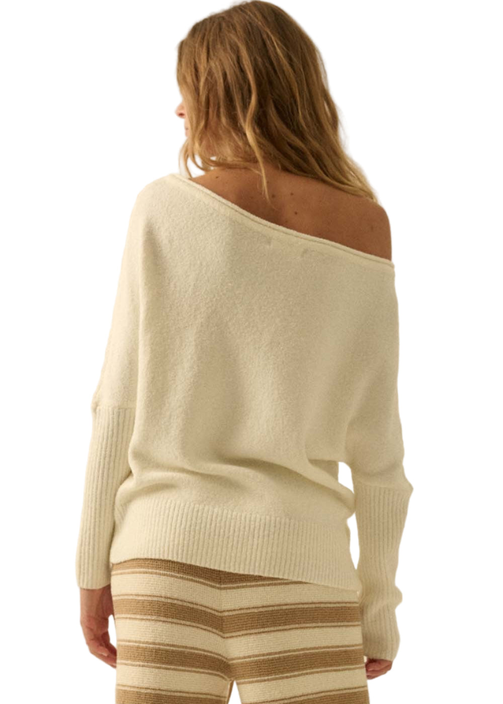 One-Shoulder Boatneck Dolman Sweater