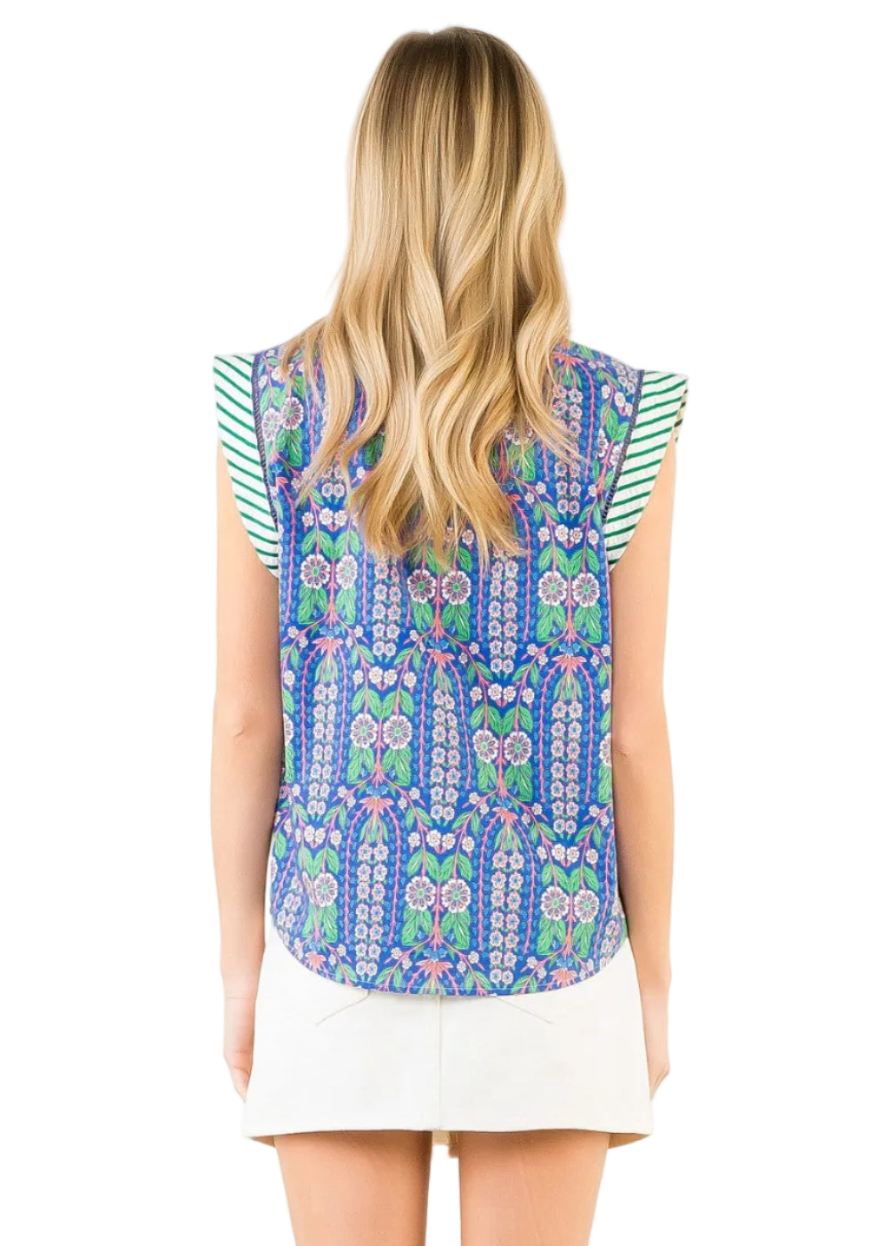 Short Sleeve Floral Pattern V-Neck Top