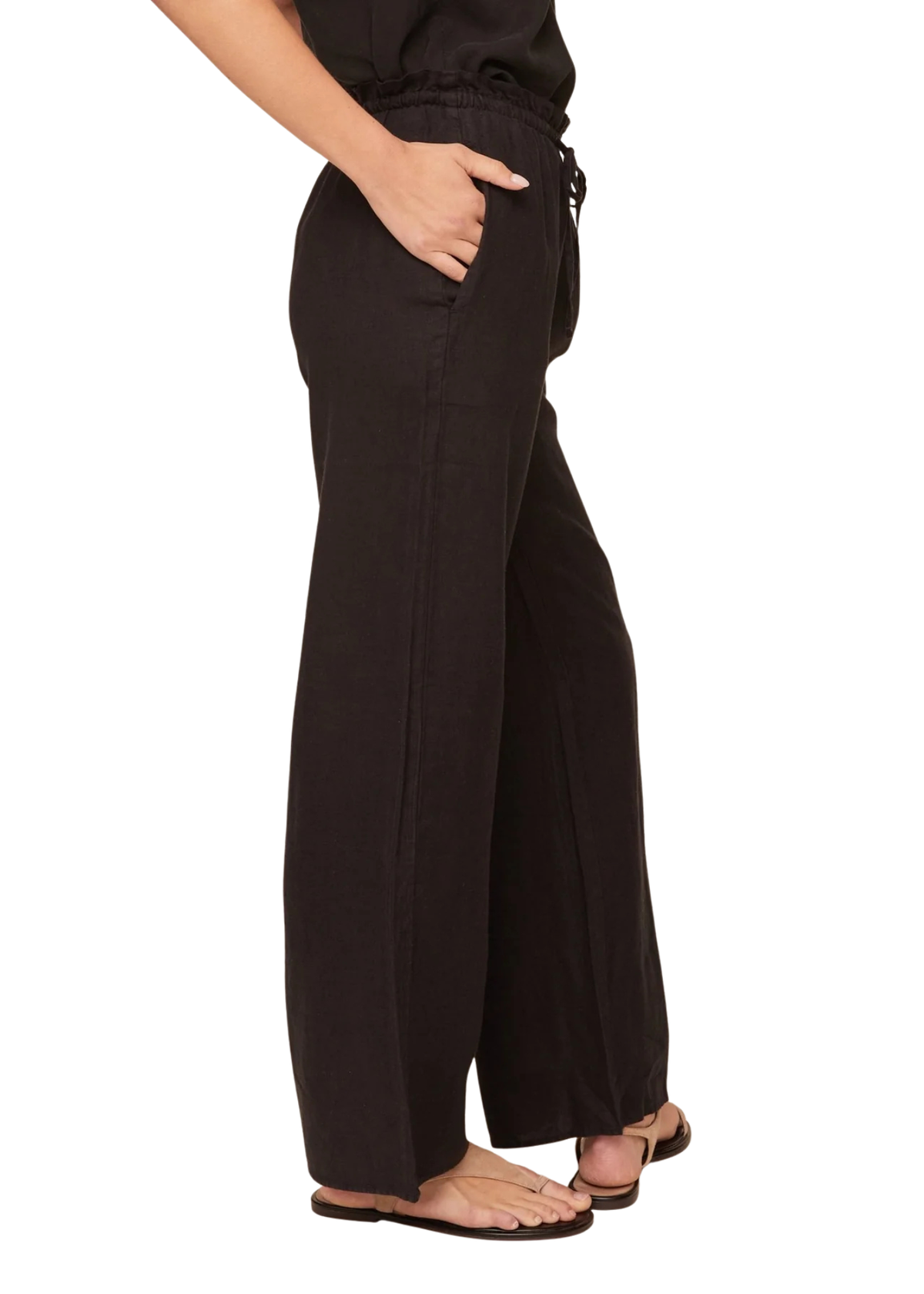 Ruffle Waist Wide Leg Pant