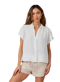 Cap Sleeve Pintuck Button Down