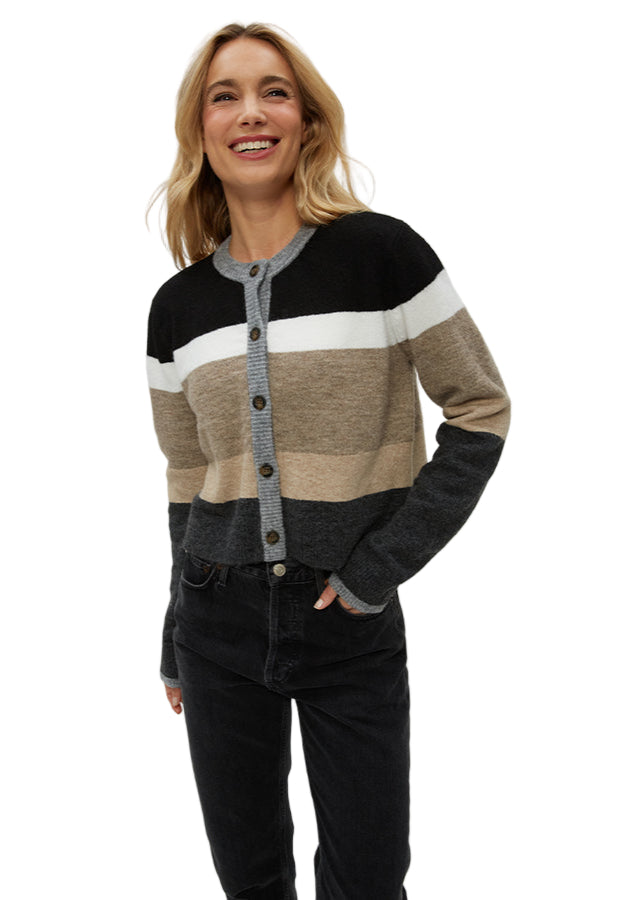 Fiona Stripe Crew Neck Cardigan