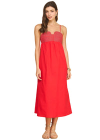 Top Stitch Bustier Linen Midi Dress