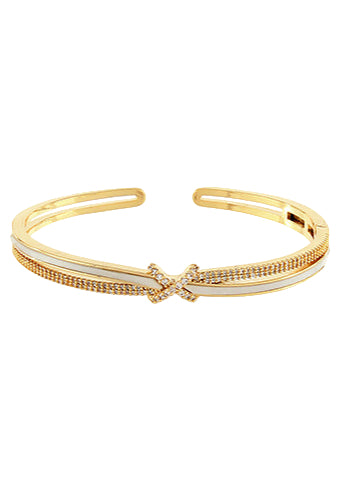 CZ & MOP Crisscross Cuff