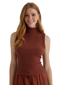 Sleeveless Mock Neck Top