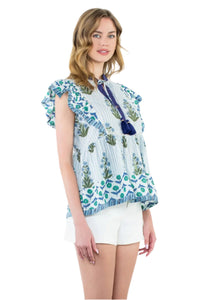 Flutter Sleeve Tassel Tie Top