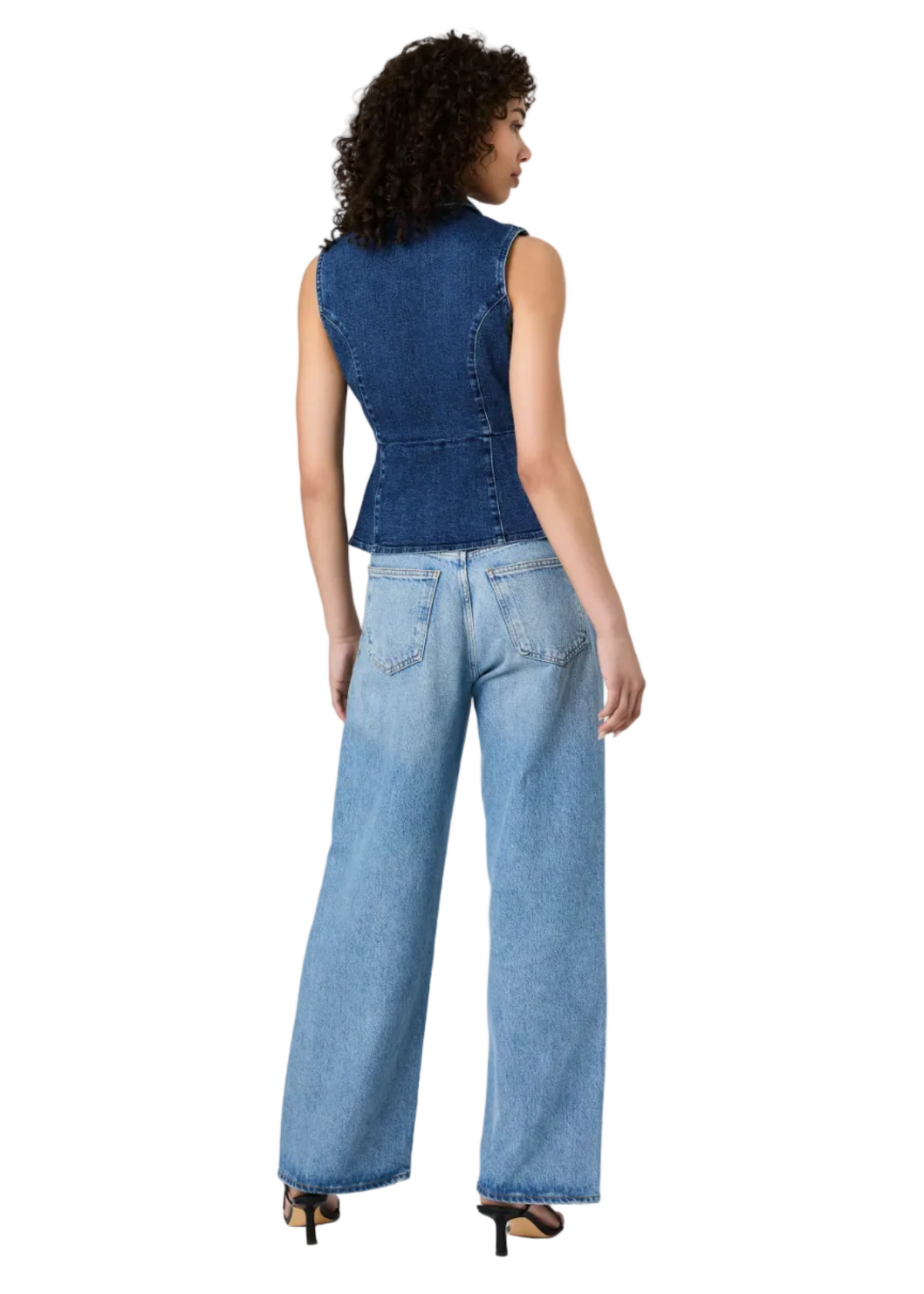 Delancey Denim Button Front Peplum Top