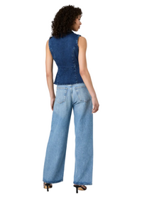 Delancey Denim Button Front Peplum Top