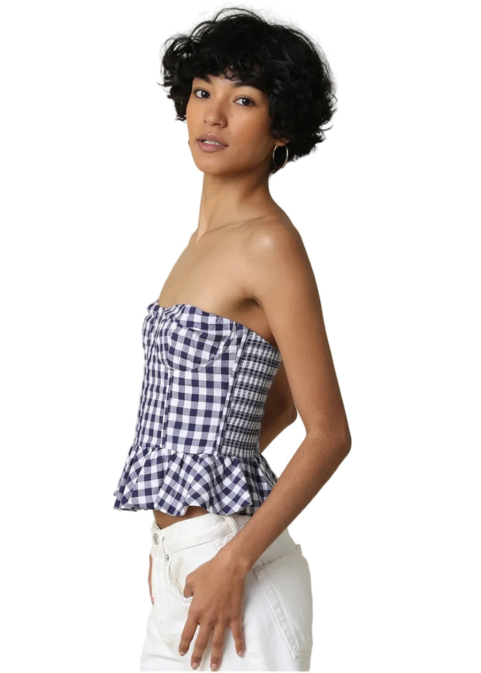 Christi Gingham Peplum Tube Top