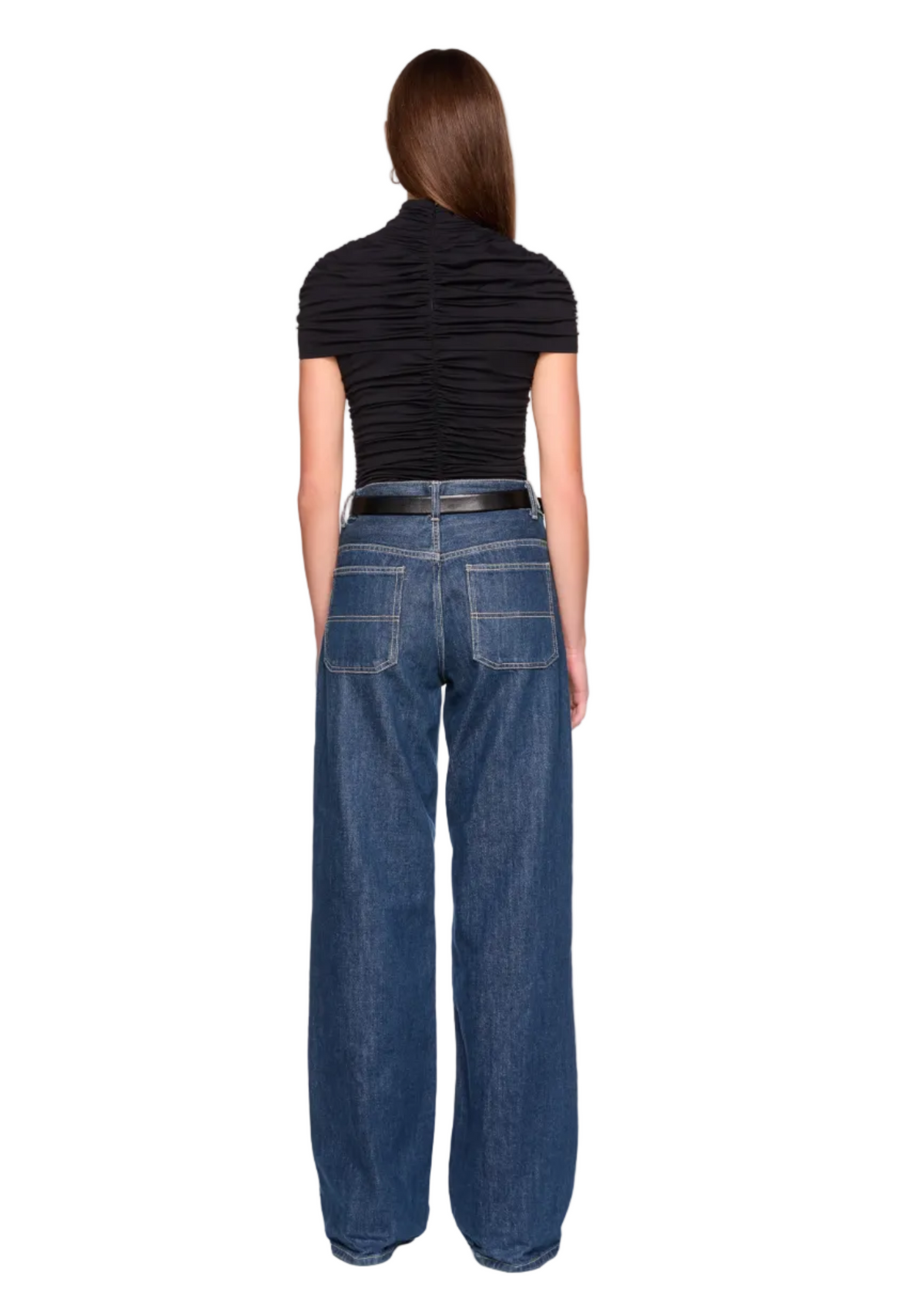 Mock Neck Overlay Gathered Top