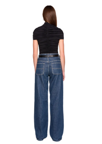 Mock Neck Overlay Gathered Top
