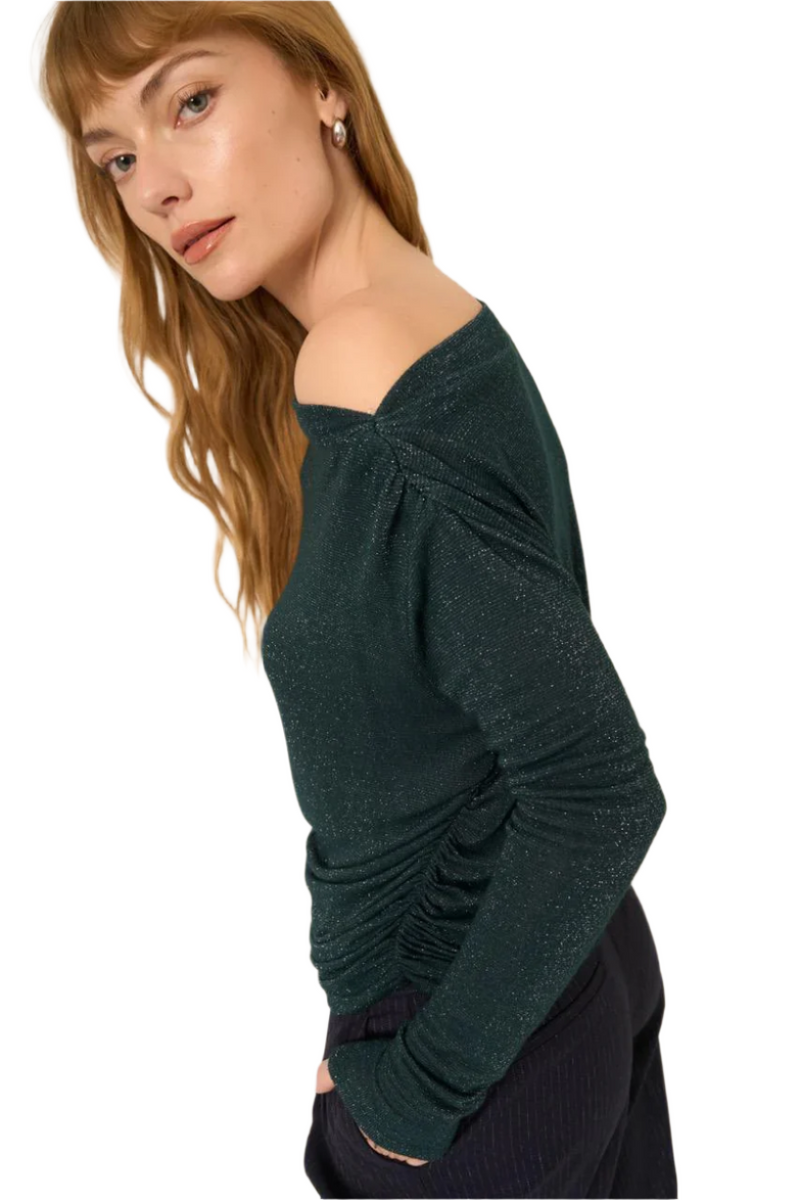 Feeling It Off Shoulder Lurex Long Sleeve