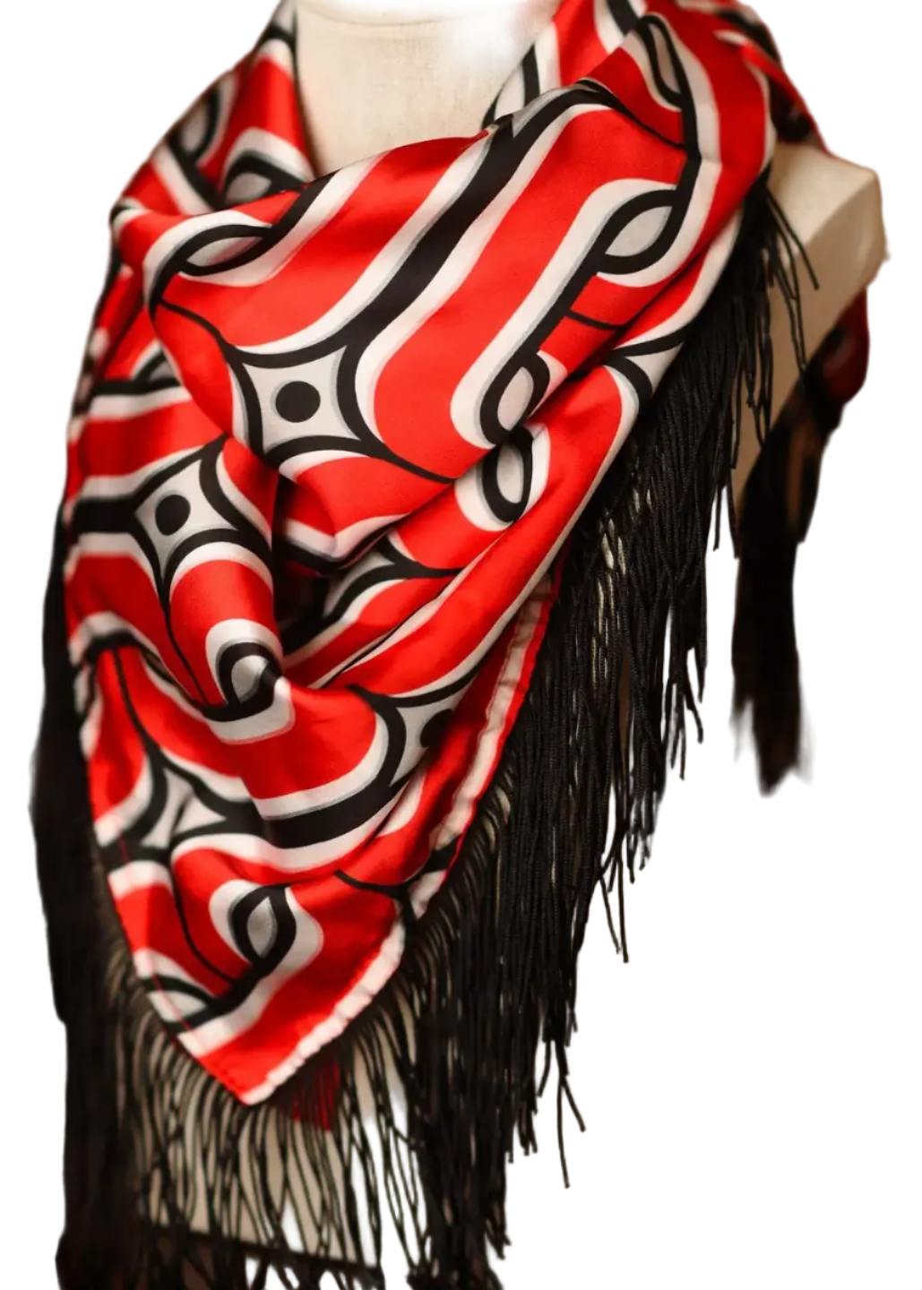 Game Day Fringe Scarf - Red and Black
