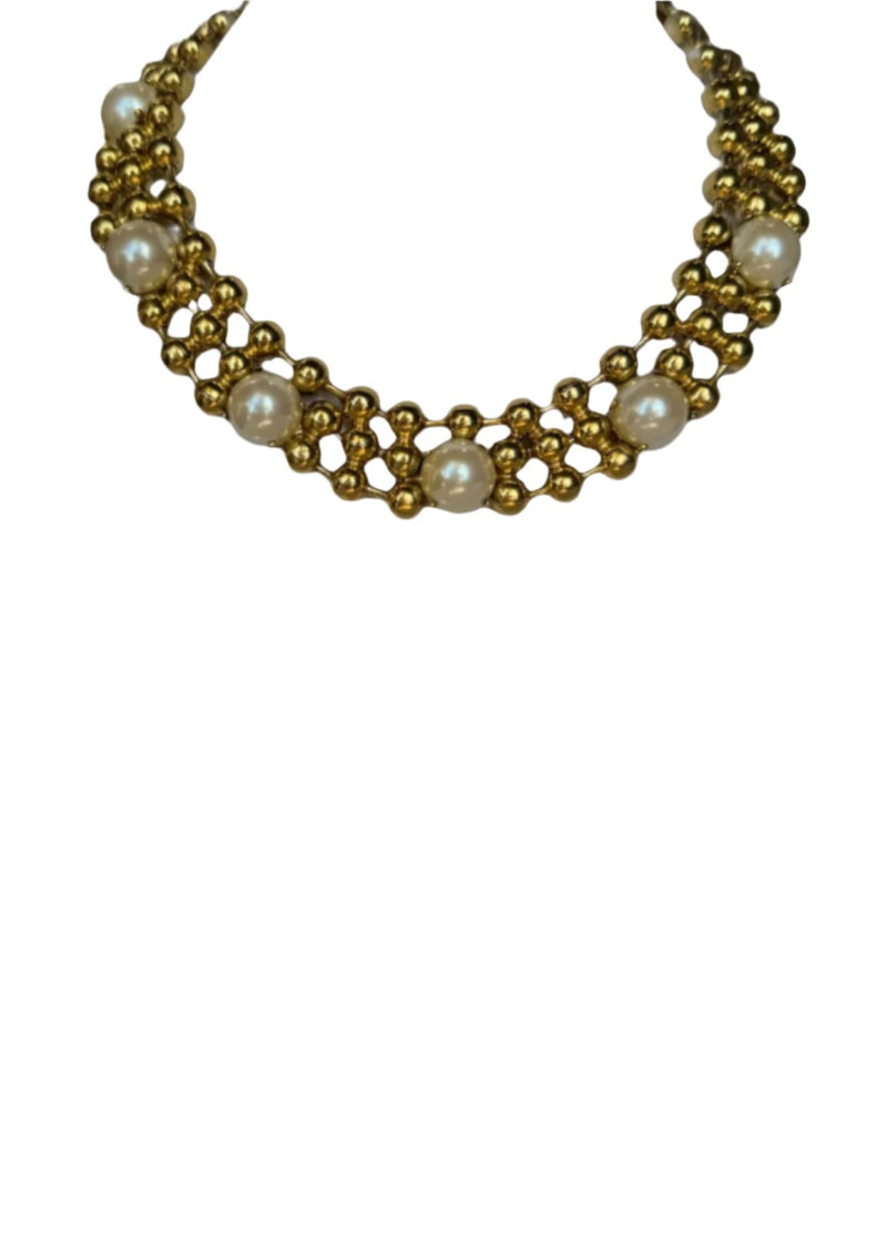 Ball Chain and Pearl Choker Necklace