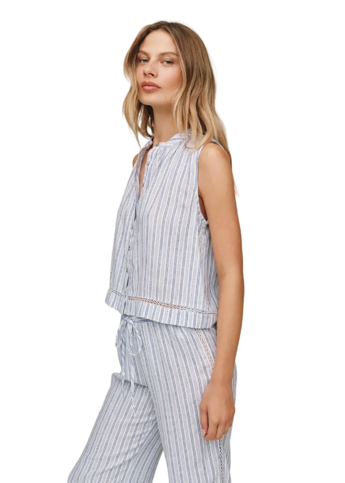 Sleeveless Button Front